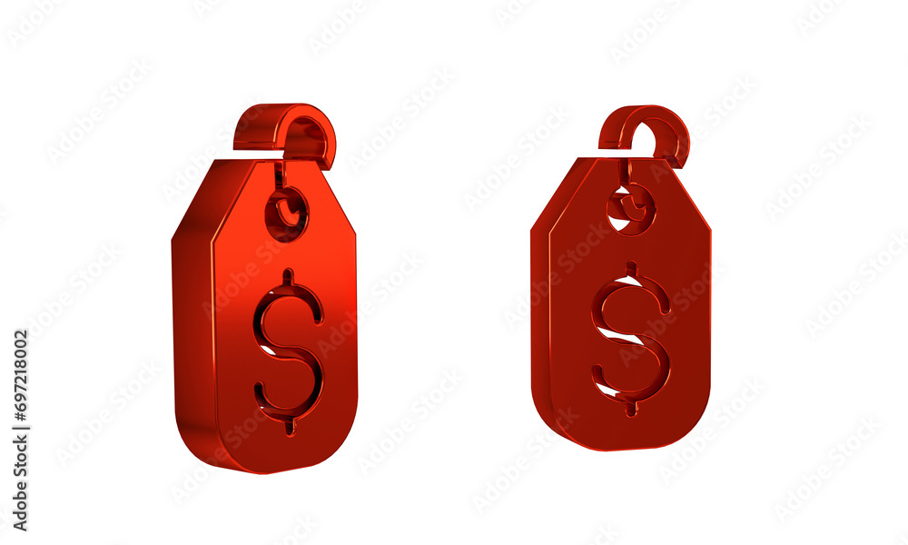 Poster red price tag with dollar icon isolated on transparent background. badge for price. sale with dollar