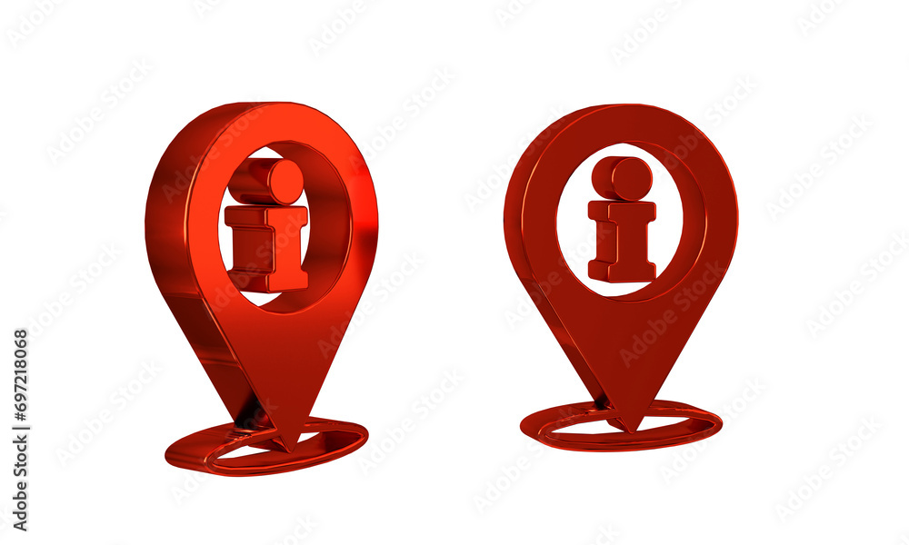 Poster red location with information icon isolated on transparent background.