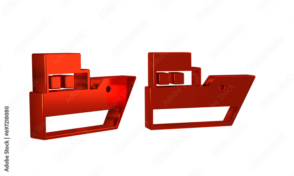 Poster red ship line path of ship sea route with start point gps and black line icon isolated on transparen