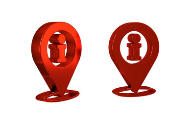 Red Location with information icon isolated on transparent background.