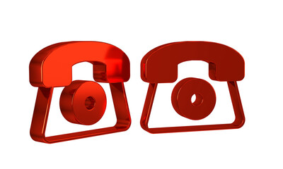 Red Telephone 24 hours support icon isolated on transparent background. All-day customer support call-center. Full time call services.