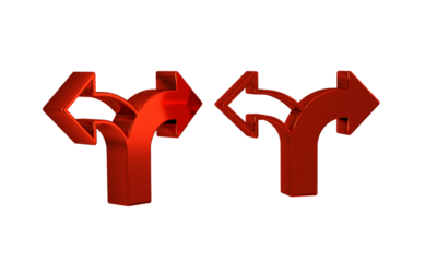 Red Road traffic sign. Signpost icon isolated on transparent background. Pointer symbol. Isolated street information sign. Direction sign.