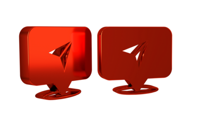 Red Infographic of city map navigation icon isolated on transparent background. Interface concept design. Geolocation concept.