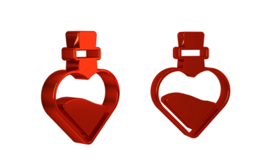Red Bottle with love potion icon isolated on transparent background. Valentines day symbol.