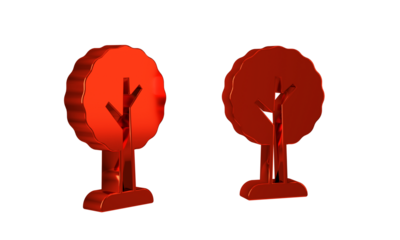 Red Tree icon isolated on transparent background. Forest symbol.