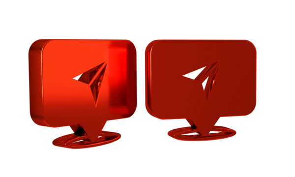 Red Infographic of city map navigation icon isolated on transparent background. Interface concept design. Geolocation concept.