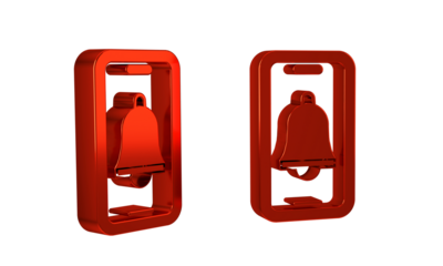 Red Emergency mobile phone call to hospital icon isolated on transparent background.