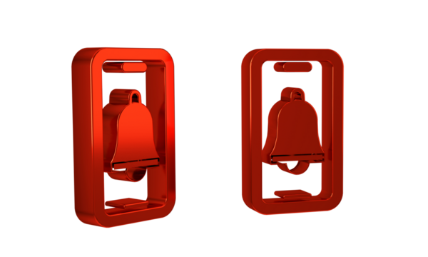 Red Emergency mobile phone call to hospital icon isolated on transparent background.