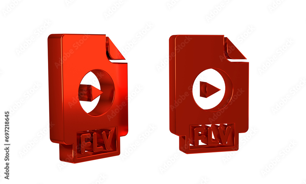 Poster red flv file document video file format. download flv button icon isolated on transparent background
