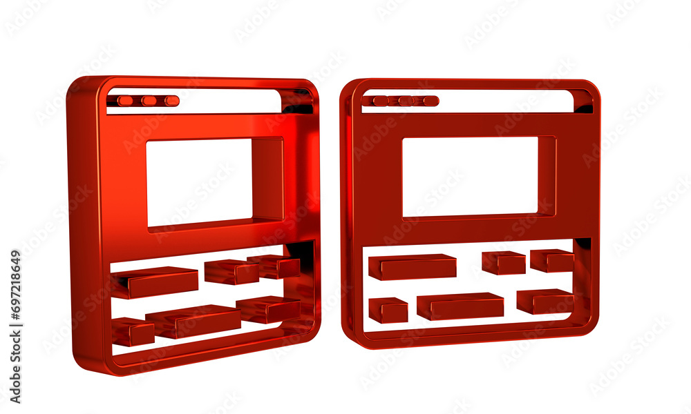 Poster red video recorder or editor software on laptop icon isolated on transparent background. video editi