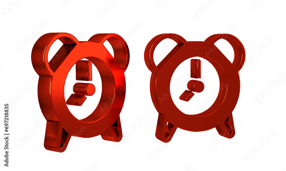 Poster red alarm clock icon isolated on transparent background. wake up, get up concept. time sign.