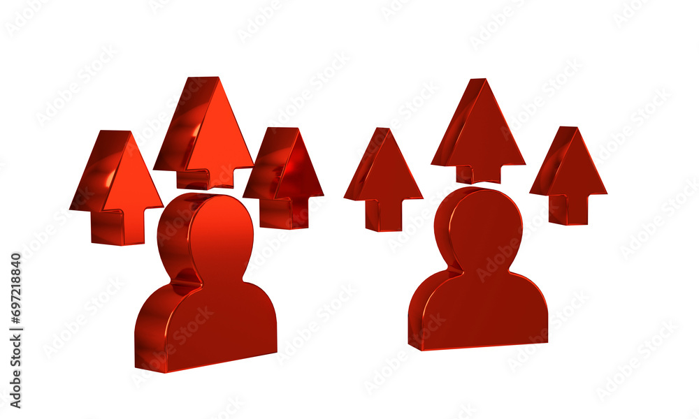 Poster red web design and front end development icon isolated on transparent background.