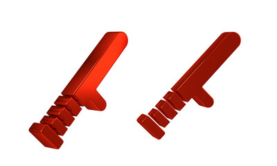 Red Police rubber baton icon isolated on transparent background. Rubber truncheon. Police Bat. Police equipment.