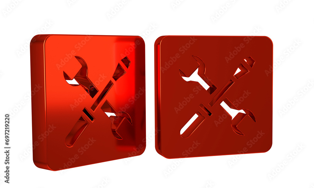 Sticker red 3d printer setting icon isolated on transparent background. 3d printing.