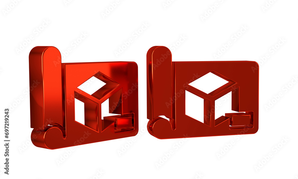 Poster red graphing paper for engineering icon isolated on transparent background.