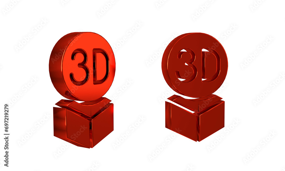 Aufkleber red isometric cube icon isolated on transparent background. geometric cubes solid icon. 3d square si