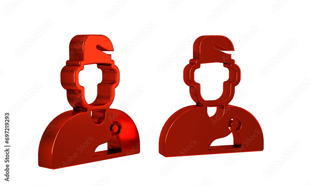 Poster red wizard warlock icon isolated on transparent background.