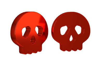 Red Skull icon isolated on transparent background. Happy Halloween party.