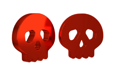 Red Skull icon isolated on transparent background. Happy Halloween party.