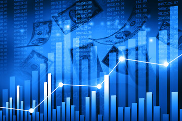 Stock Market graph. Market Rises. 3d illustration