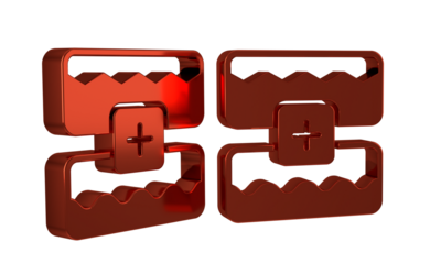 Red Music wave equalizer icon isolated on transparent background. Sound wave. Audio digital equalizer technology, console panel, pulse musical.