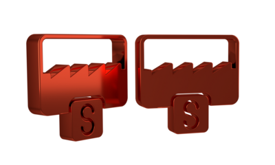 Red Music wave equalizer icon isolated on transparent background. Sound wave. Audio digital equalizer technology, console panel, pulse musical.