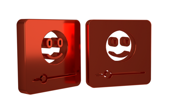 Red Music player icon isolated on transparent background. Portable music device.