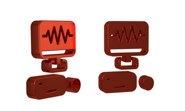 Red Music sound recording studio control room with professional equipment icon isolated on transparent background.