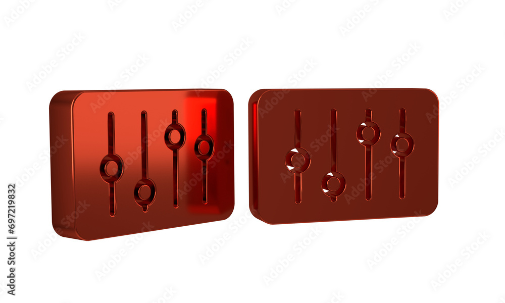 Poster red sound mixer controller icon isolated on transparent background. dj equipment slider buttons. mix