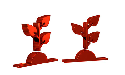 Red Volunteer team planting trees icon isolated on transparent background. Represents ecological protection, protecting plants and trees.