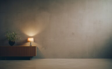 Contemporary Rustic Interior with Sideboard and Warm Ambient Lighting