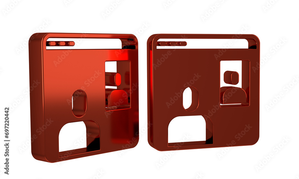 Poster red video chat conference icon isolated on transparent background. computer with video chat interfac
