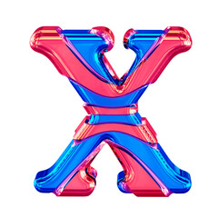 Blue symbol with pink horizontal thin straps. letter x