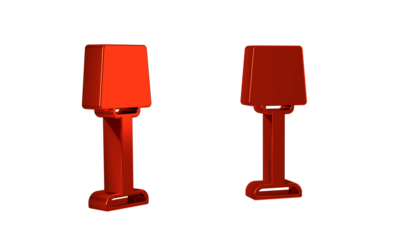 Red Table lamp icon isolated on transparent background.