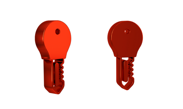 Red Hotel door lock key icon isolated on transparent background.