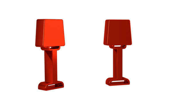 Red Table lamp icon isolated on transparent background.