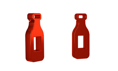 Red Bottle of water icon isolated on transparent background. Soda aqua drink sign.