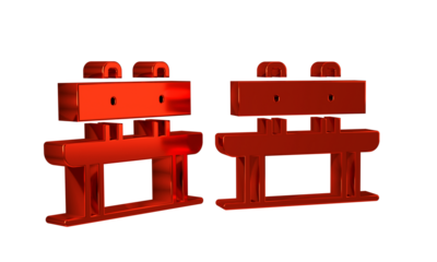 Red Bench icon isolated on transparent background.