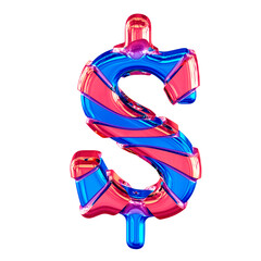 Blue symbol with pink horizontal thin straps