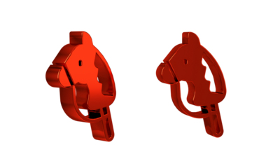 Red Toy horse icon isolated on transparent background.