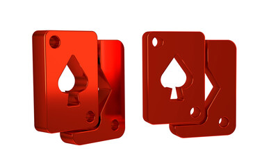 Red Playing cards icon isolated on transparent background. Casino gambling.