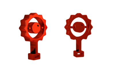 Red Rattle baby toy icon isolated on transparent background. Beanbag sign.