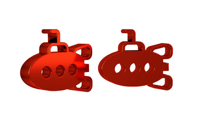 Red Submarine toy icon isolated on transparent background.