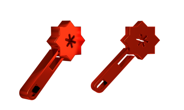 Red Magic wand icon isolated on transparent background. Star shape magic accessory. Magical power.