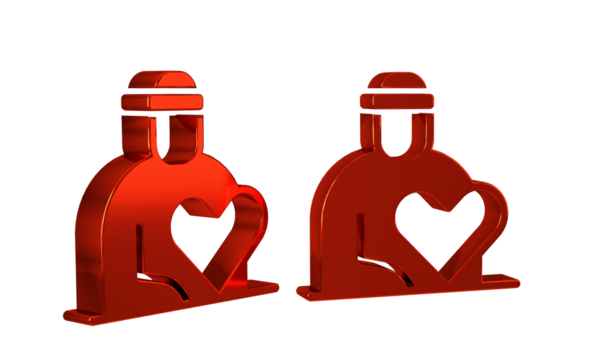 Red Volunteer icon isolated on transparent background. Care, love and good heart community support poor, homeless and elder persons.