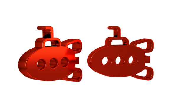 Red Submarine toy icon isolated on transparent background.