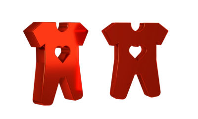 Red Baby clothes icon isolated on transparent background. Baby clothing for baby girl and boy. Baby bodysuit.