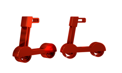 Red Roller scooter for children icon isolated on transparent background. Kick scooter or balance bike.