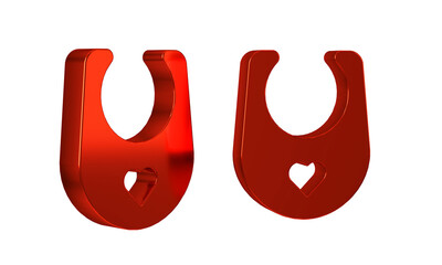 Red Baby bib icon isolated on transparent background.
