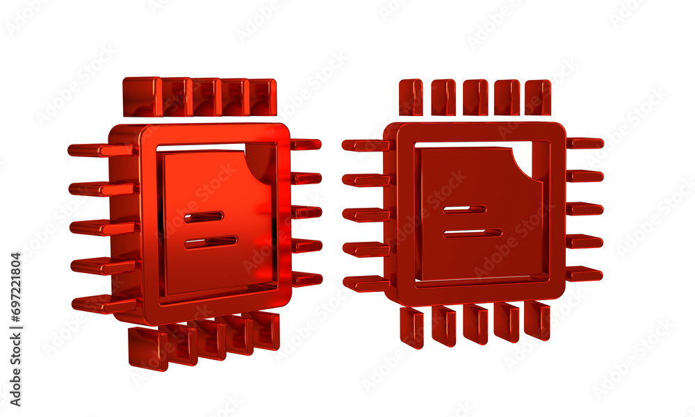 Aufkleber red computer processor with microcircuits cpu icon isolated on transparent background. chip or cpu w